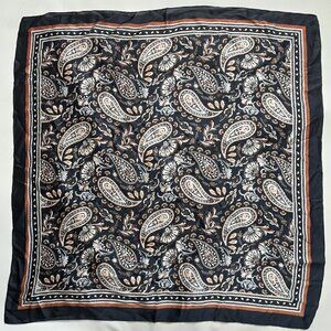 AMERICAN EAGLE Navy Blue, Cream, Orange Paisley Square Scarf